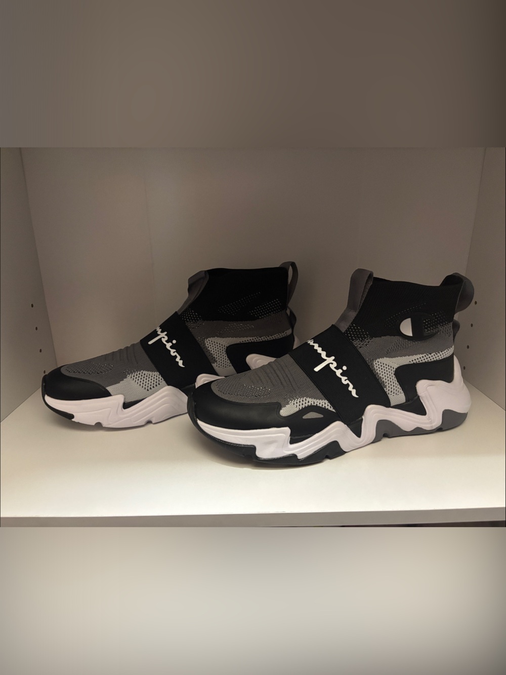 Champion Mens Black and Gray Slip-On Sneakers